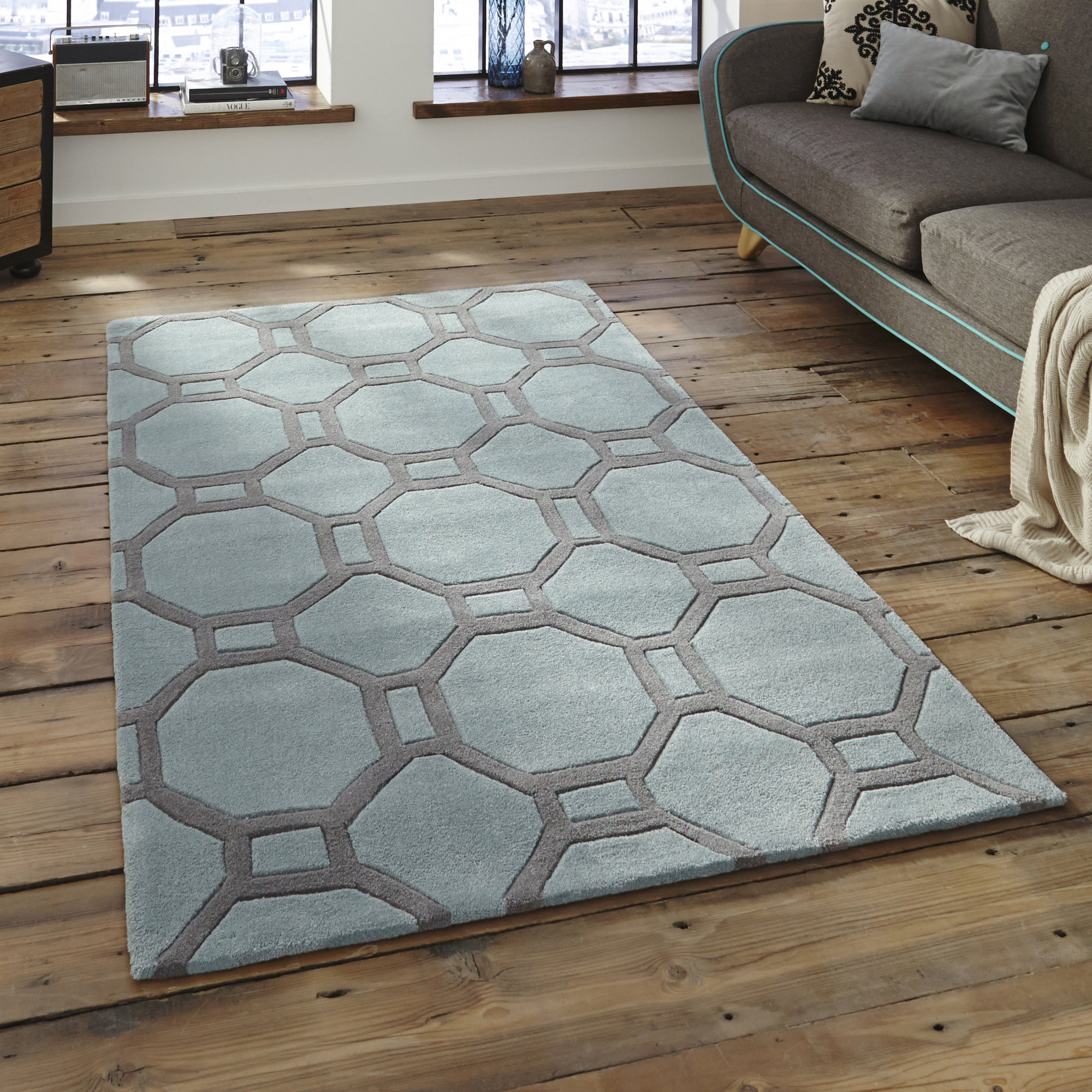 Think Rugs Hong Kong HandTufted Duck Egg Blue Area Rug & Reviews